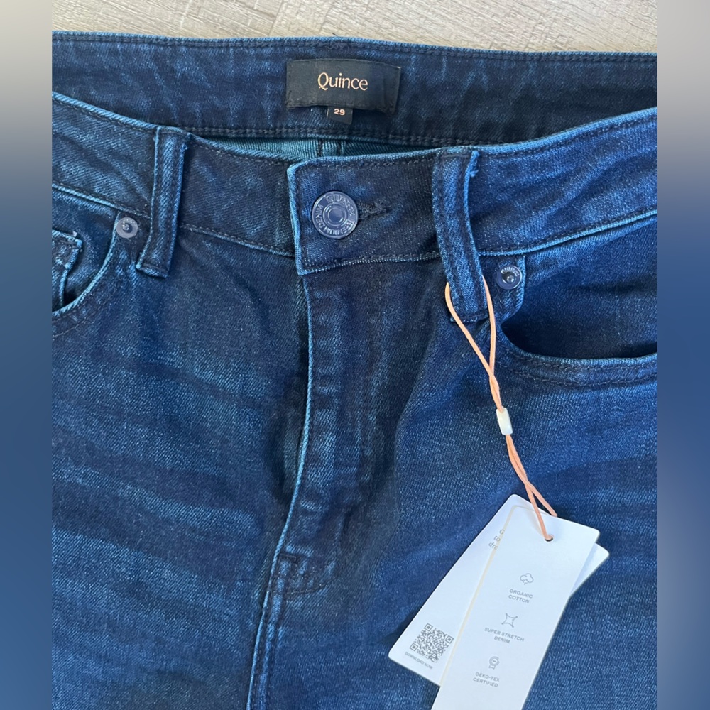 NWT Quince Bella Stretch Wide Leg Jeans in Deep Sea Blue, Size 29, 30in inseam - Picture 2 of 4